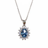 Sterling Silver Created Aquamarine CZ Necklace