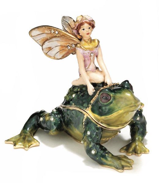 Fairy on a Frog Cloisonné Trinket Box