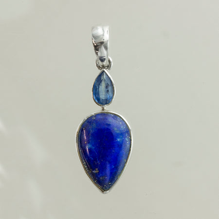 SS Blue Topaz Pear Bezel Necklace