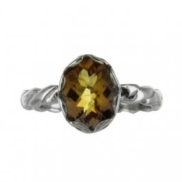 SS Large Citrine Pronged Ring
