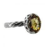 Sterling Silver Citrine Oval Twist Ring