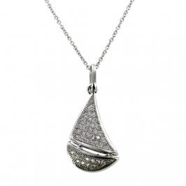Sterling Silver Pave Sailboat Necklace