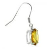 Sterling Silver Created Citrine Oval Dangle Earrings