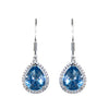 Sterling Silver Created Aquamarine & CZ Earrings