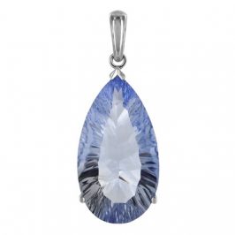 SS Filigree Feather W/ Blue Topaz, Amethyst, Garnet Pendant/Necklace