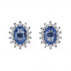 Sterling Silver Blue Quartz & Cubic Zirconia Flower Stud Earrings