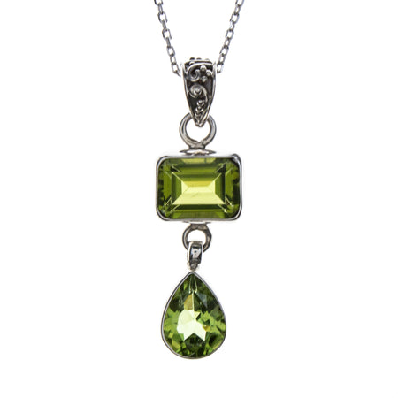 SS Square and Pear Peridot Earrings