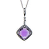 14K White Gold Amethyst Square Necklace