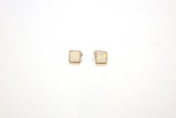 SS Created Opal White Stud Square Earrings