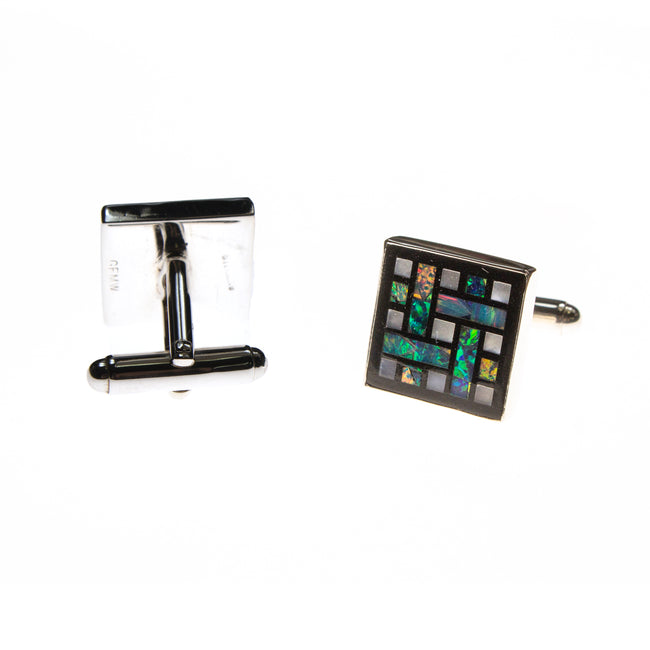 SS Mod Square Opal/Pearl/Onyx Cuff Links
