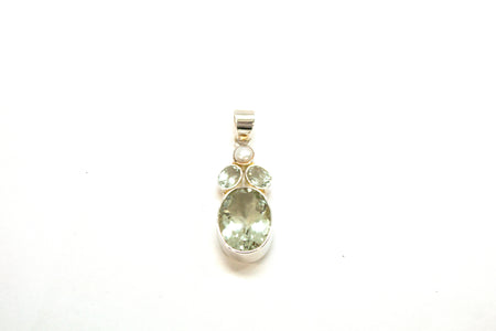14K Seed Pearl and Diamond Three Part Pendant and Chain