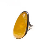 SS Butterscotch Amber Bezel Adjustable Ring