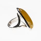 SS Butterscotch Amber Bezel Adjustable Ring
