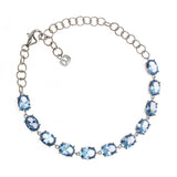 Sterling Silver Created Aquamarine Oval Link Bracelet