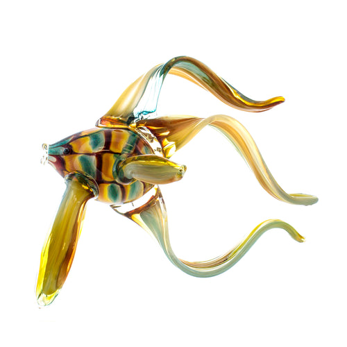 Art Glass Angelfish Cherry Green Gold