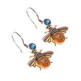 Sterling Silver Gold Filled Fossilized Walrus Ivory Bee Earrings