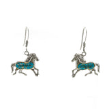 SS Turquoise Inlay Running Horse Earrings