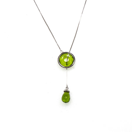 SS 14KR Boulder Opal and Peridot Necklace