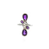 SS 4 Pear Amethyst Bypass Ring