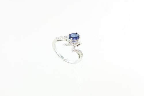 14KW Sapphire and Diamond Waves Ring