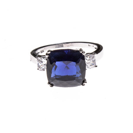14K White Gold Sapphire Dia Ring