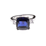 SS Created Sapphire Square & CZ Ring
