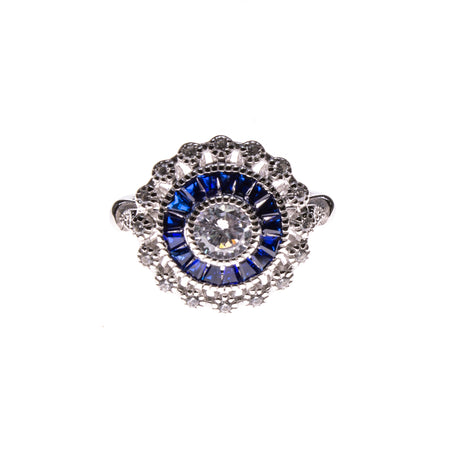 SS Created Tanzanite and CZ Flower Studs