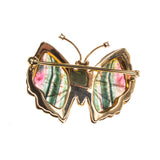 14K Watermelon Tourmaline Butterfly Pin/Pendant