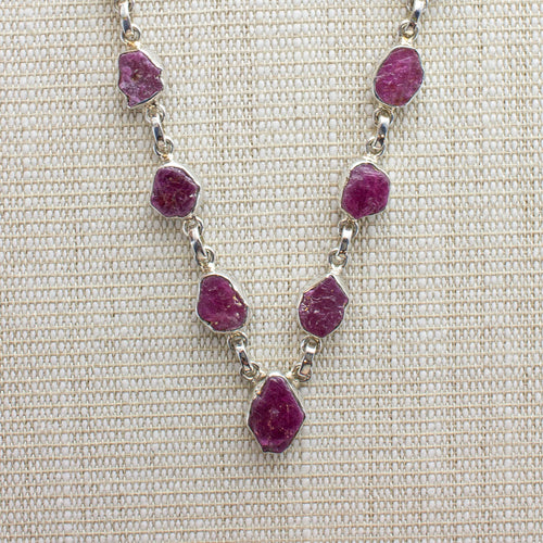 SS 9 Rough Ruby Link Necklace