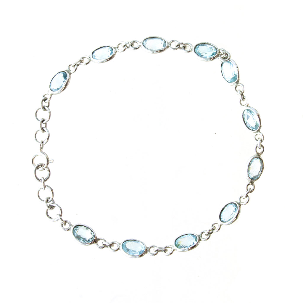 Bracelet for men of Hematite and Burmese blue Sapphire stones - JoyElly