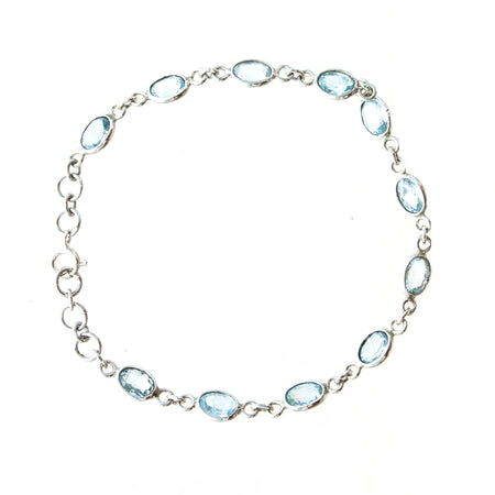 SS Blue Topaz Link Necklace