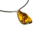 SS Orange Amber Wedge Corded Necklace