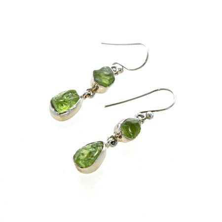SS Square and Pear Peridot Earrings