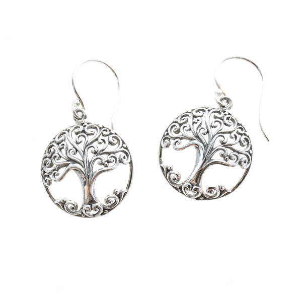 SS Curly Tree Domed Cutout Earrings