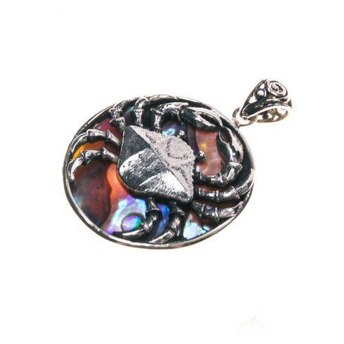 Sterling Silver Abalone Crab Pendant
