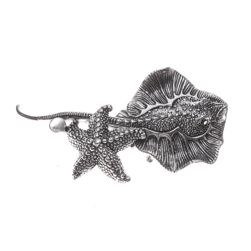 SS Stingray and Starfish Textured Pin/Pendant