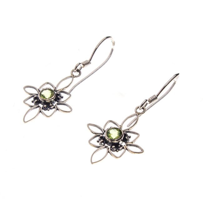 SS Peridot Starburst Flower Earrings