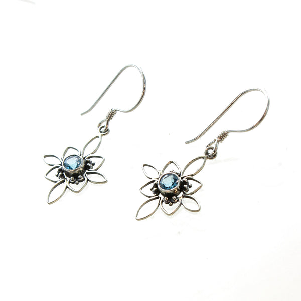 SS Blue Topaz/Peridot Starburst Flower Earrings