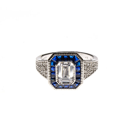 14K White Gold Sapphire Dia Ring
