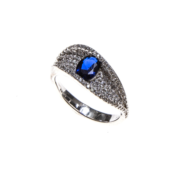SS Created Sapphire & CZ Wave Ring