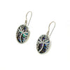 SS Abalone Oval Dragonfly Dangle Earrings