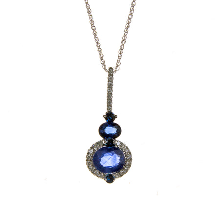 SS Sapphire and CZ Snake Necklace