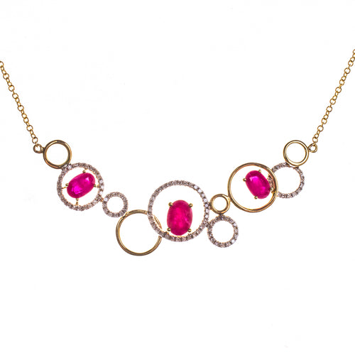 14K Rubies and Rings Necklace