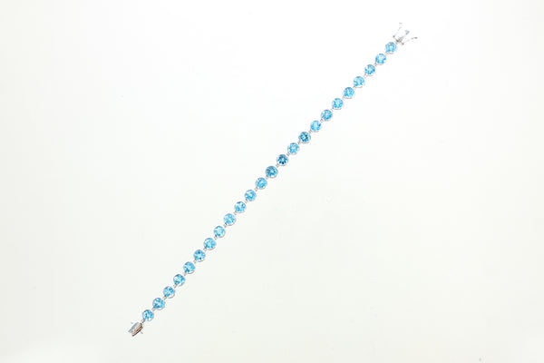 14KW Blue Topaz Bezel Bracelet