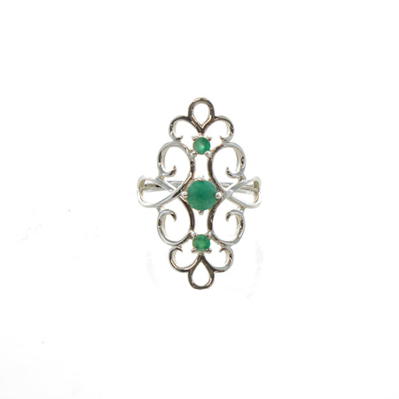 SS Faceted Round & Pear Emerald Bezel Link Bracelet