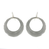 SS Oxidized Engraved Concentric Circle Hoops