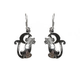 Sterling Silver Cat and the Moon Earrings