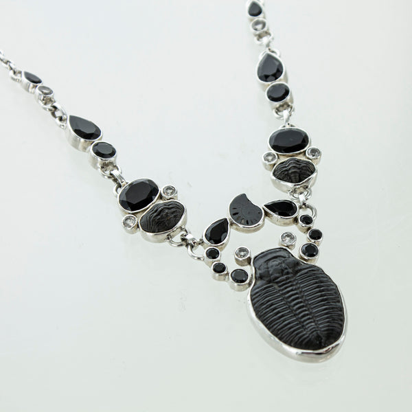 SS Trilobite, Onyx, & Ammonite Statement Necklace