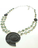 SS Ammonite and Green Amethyst Two Row Necklace