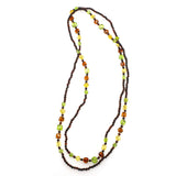 SS Multi-colored Amber Polyhedron Long Beaded Necklace